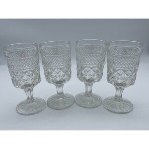 Anchor Hocking Wexford Pattern Water Goblet/Glasses Vintage 9 oz  Set of 4